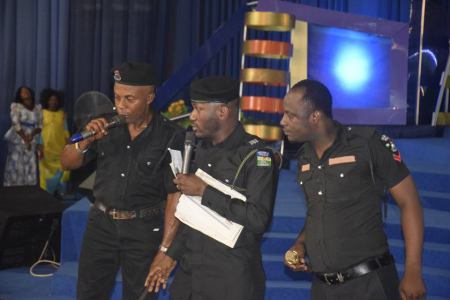 Apostle Suleman rocks police uniform during church service