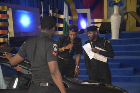 Apostle Suleman rocks police uniform during church service