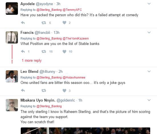 Man Utd Fans Slam Sterling Bank after They Made a Joke about the Club's 6th Position