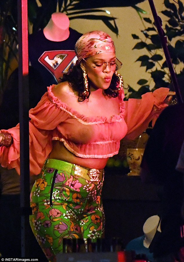 Rihanna Flashes N!pple Piercing In Sheer Top