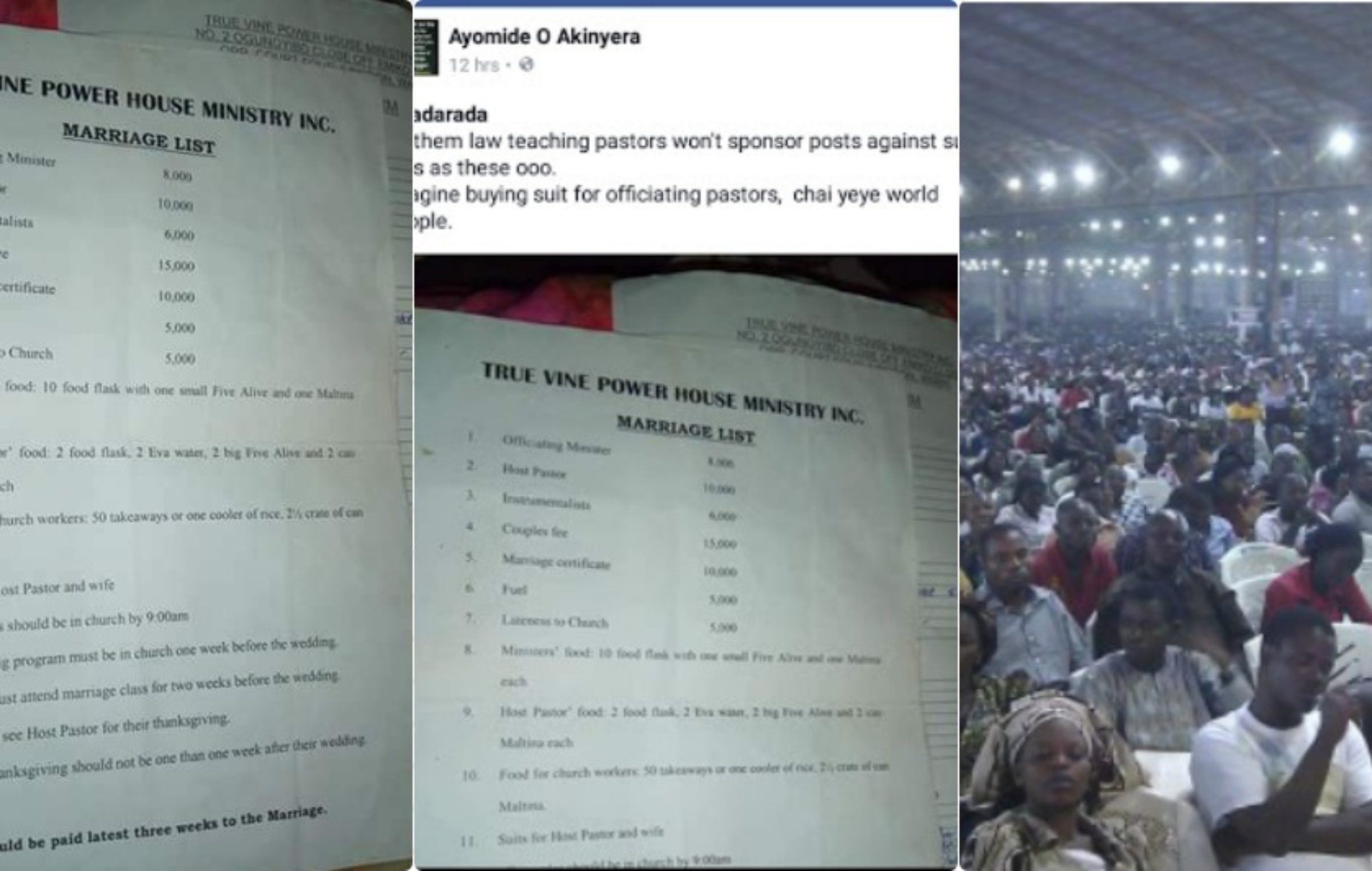 'Must buy suits for host pastor' - See Hilarious List Given to A Bride and Groom by a Nigerian Church