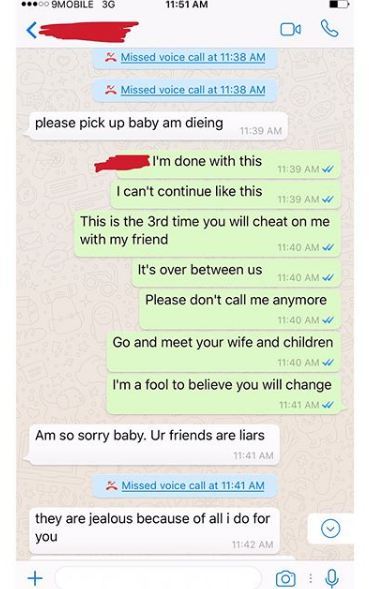 Sidechick reports Man to his Wife after he cheated on her with her friends.