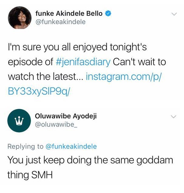 Funke Akindele replies fan who feels she doesn't have anything new to offer on Jenifa's Diary