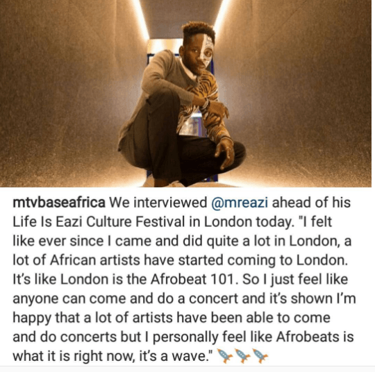 'Jah Has Already Blessed Me. No Man Can Curse Me' - Mr Eazi Replies His Critics