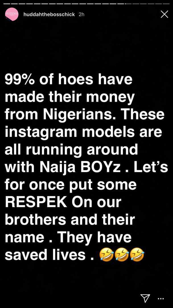 '99% of all ho*s made their money from Nigerian men' - Huddah Monroe