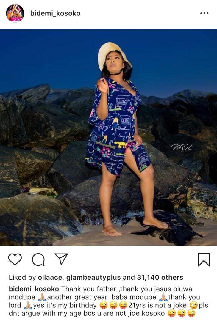 Bidemi Kosoko insists she's 21 as she celebrates her birthday with lovely photos