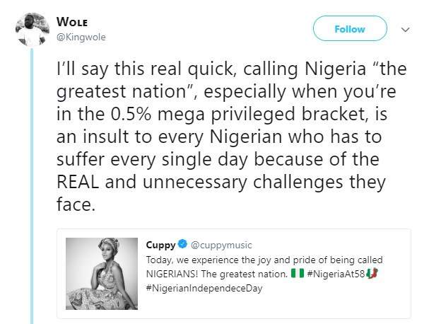 Nigerian Man attacks DJ Cuppy for calling Nigeria the greatest nation