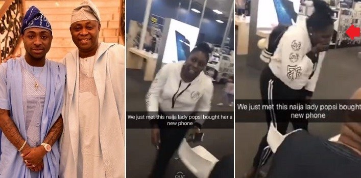 Davido's dad buys expensive phone for a lady he met while shopping at a mall (video)