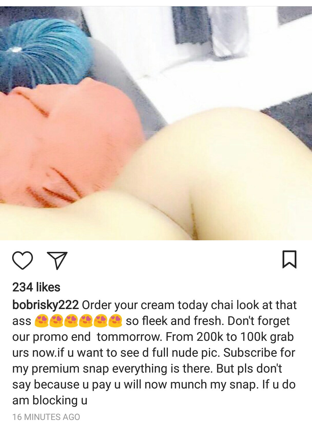 Bobrisky Shares Unclad Photo Of His Ass, Finally Goes N-Ude