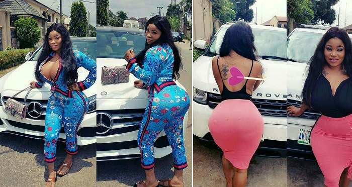 Lagos Socialite, Roman goddess Exposes Her Massive B00bs As She Shows Off Her Whips. (Photos)