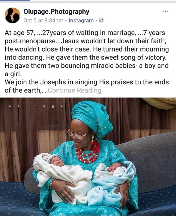 Amazing Grace! Nigerian Couple Welcome Twins After 27 Years Of Fruitless Marriage. (Photos)