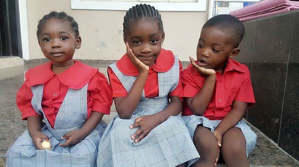 Beautiful photo of Mercy Johnson's kids in their school uniform
