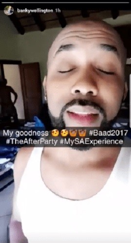 Clear video of Adesua's nak£d back, Banky W mistakenly shared on his snapchat