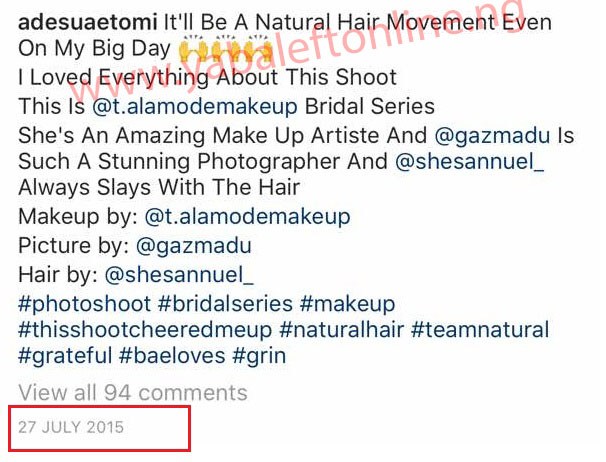 Fans dig up 2015 posts where Adesua Etomi said she'd go natural on her wedding day, but she didn't (photos)