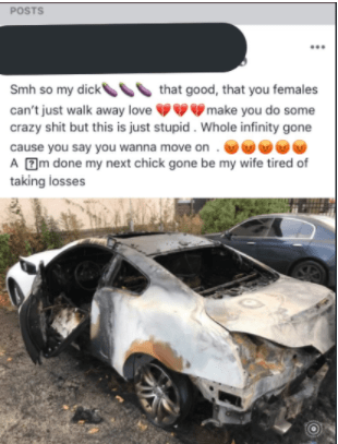 Lady burns her boyfriend's multi-million naira car after he dumped her