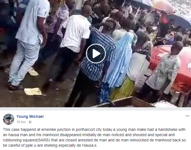 Hausa Man Returns P£nis He Reportedly Stole With A Handshake In Port-Harcourt (Video)