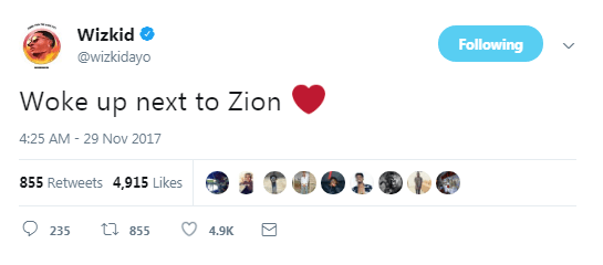 'Woke up next to Zion' - Wizkid shares photo with third son