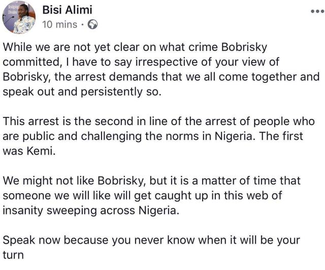 "Being Gay Is Not A Crime In Nigeria, The Detention Of Bobrisky Is Illegal" - Bisi Alimi.
