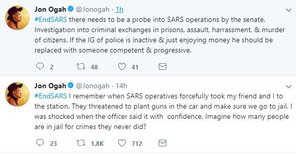 'SARS Threatened To Plant Guns In Our Car & Ensure We Go To Jail' - BBN's Jon Ogah Joins #EndSARS Campaign.