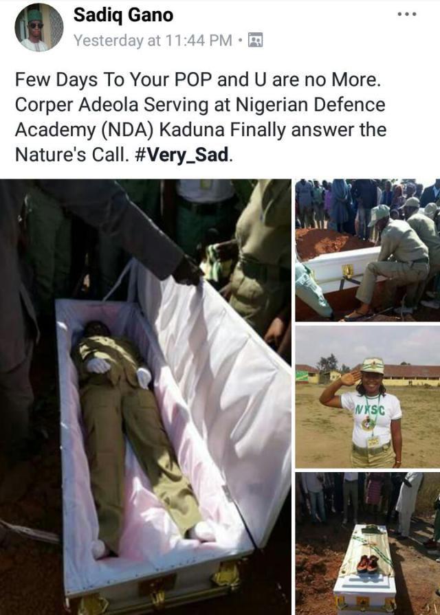 Heartbreaking Photos from the burial of NYSC female corp member who died few days to her POP