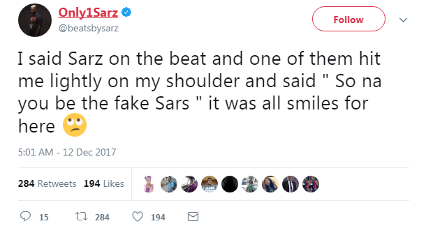 Nigerian Music Producer, Sarz Shares His Experience With SARS Operatives
