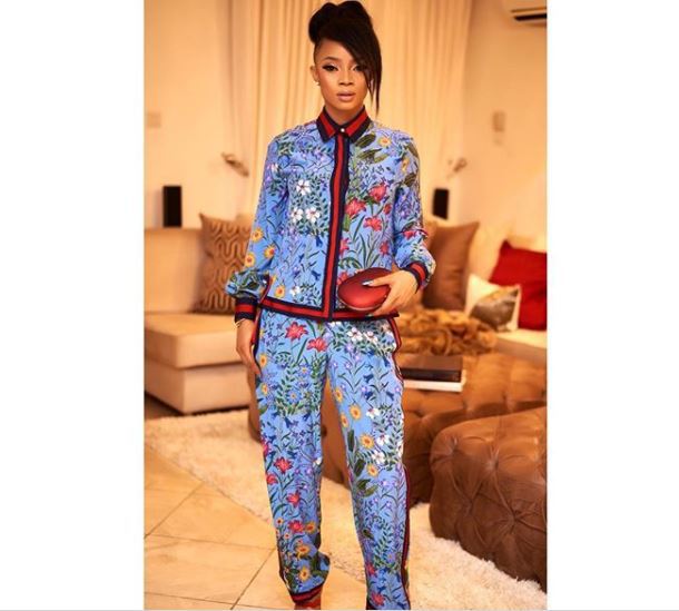 Toke Makinwa rocks N1.1 million Gucci Flora print pajama (Photos)