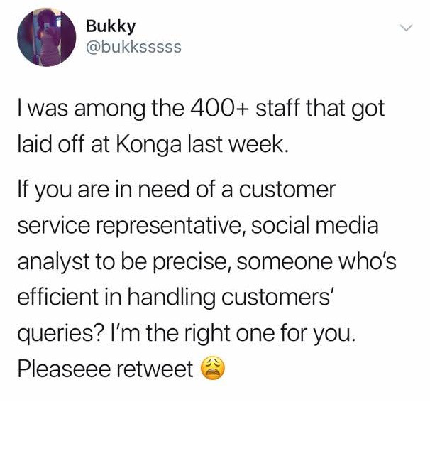 Lady gets several job offers on Social media after she was laid off by Konga