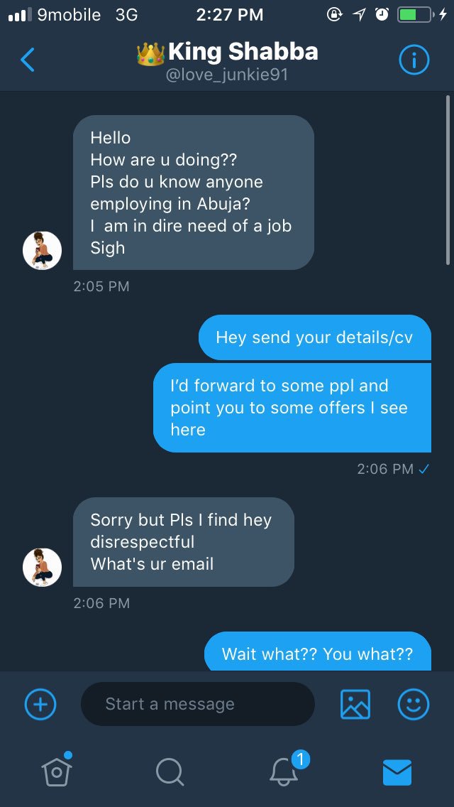 "I find 'Hey' disrespectful" - Nigerian job seeker rudely cautions man she reached out to for help in a shocking way