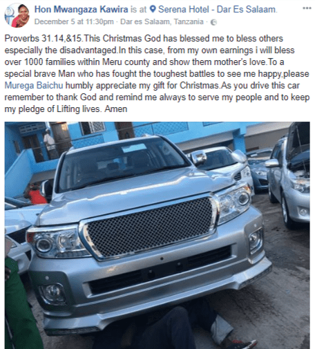 Kenyan Lawmaker Surprises Her Husband Of 5 Years With N52million Prado SUV For Christmas