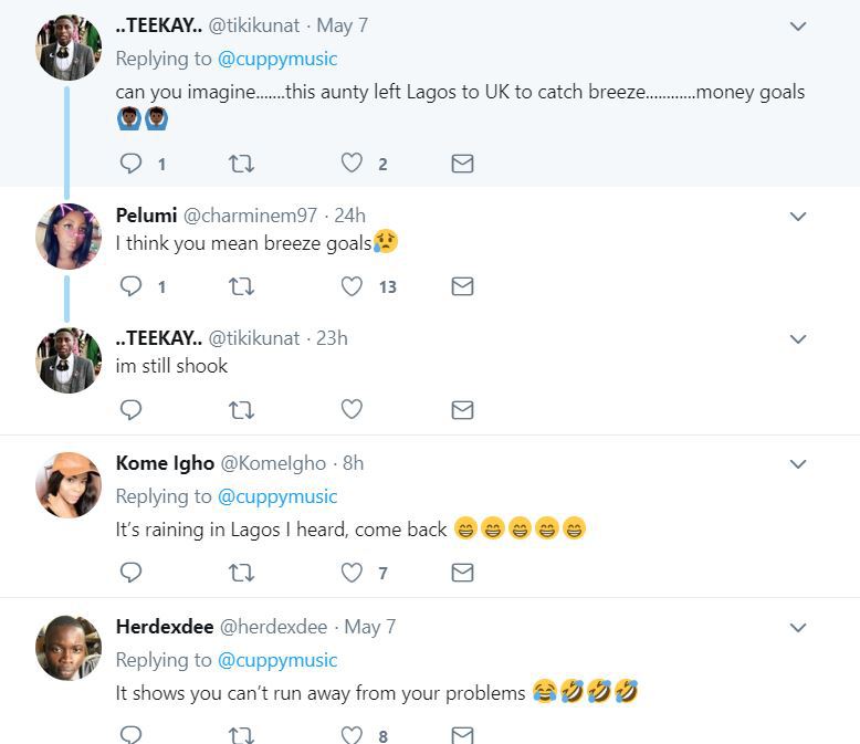 Nigerians react after DJ Cuppy said 'I traveled to London to get small breeze'