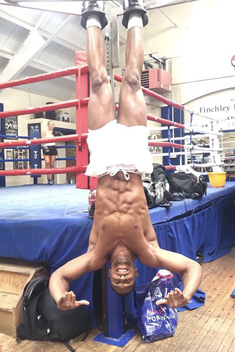 Fan begs Anthony Joshua to stop showing off his 'abs', because his crush might see it