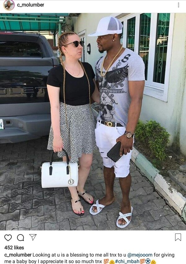 Nigerian footballer Chimezie Mbah appreciates his Polish wife for giving him a baby boy