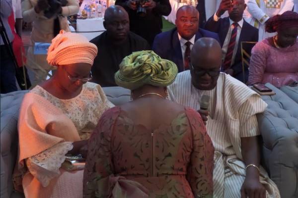 Governor Fayose Spotted Dancing 'Shaku-Shaku' At His Daughter's Wedding (Photos)