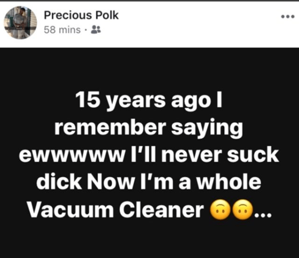 '15 years ago, I remember saying ewwww I'll never suck a d**k, now I'm a whole vacuum cleaner' - Pretty American lady says