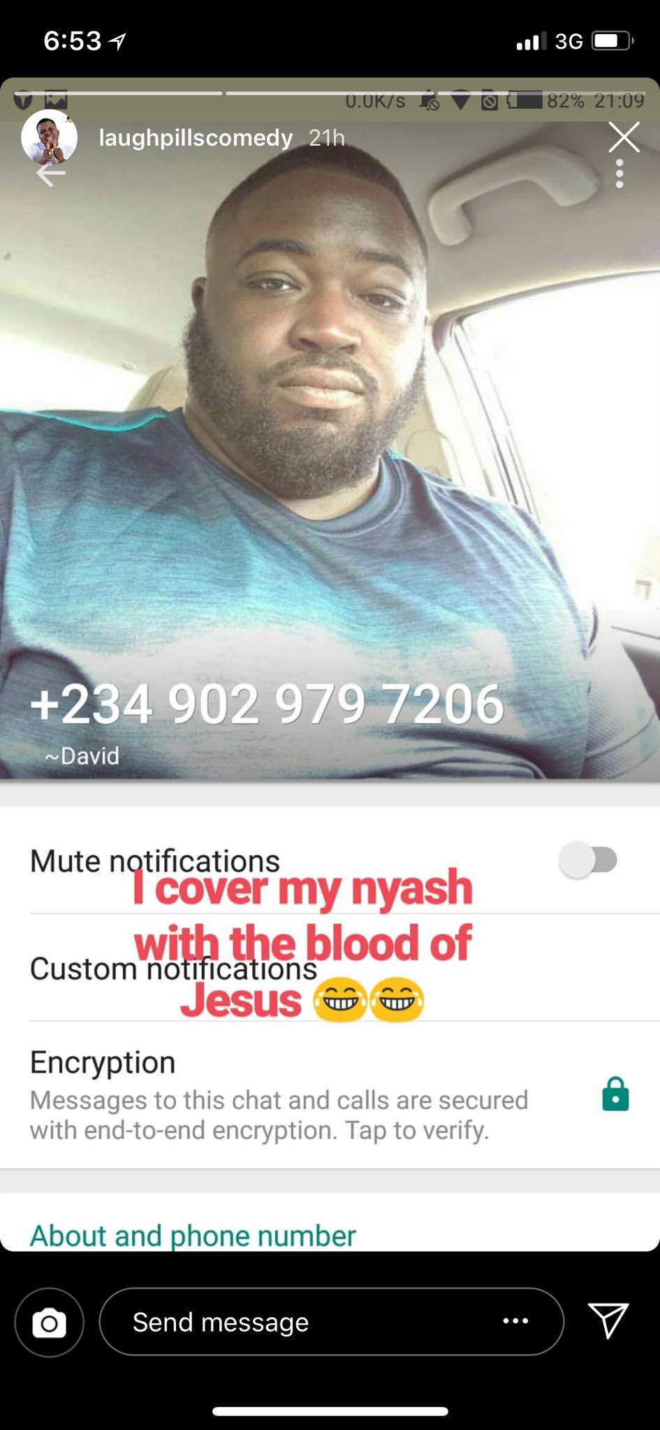 IG comedian, Laughpillscomedy shares screenshot of his chat with a Nigerian man who wants to have s*x with him