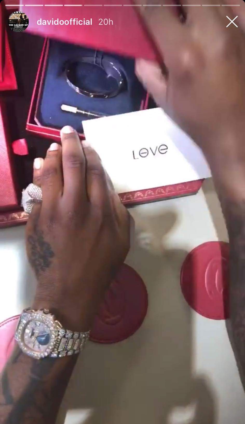 Davido gifts wife, Chioma a Cartier bracelet worth N2.2 million