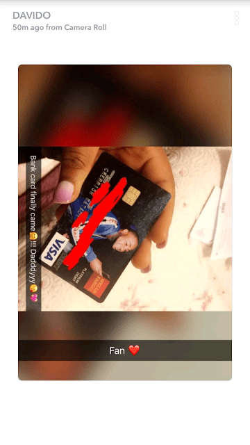 Nigerian Lady customizes Davido's photo on her ATM card