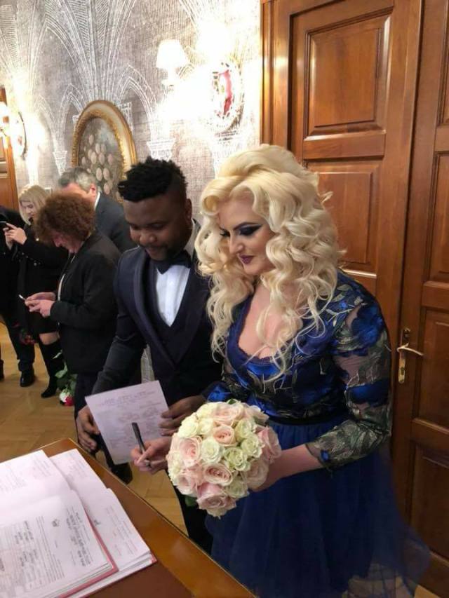 Nigerian big boy who owns a club in Europe weds his white girlfriend (photos)