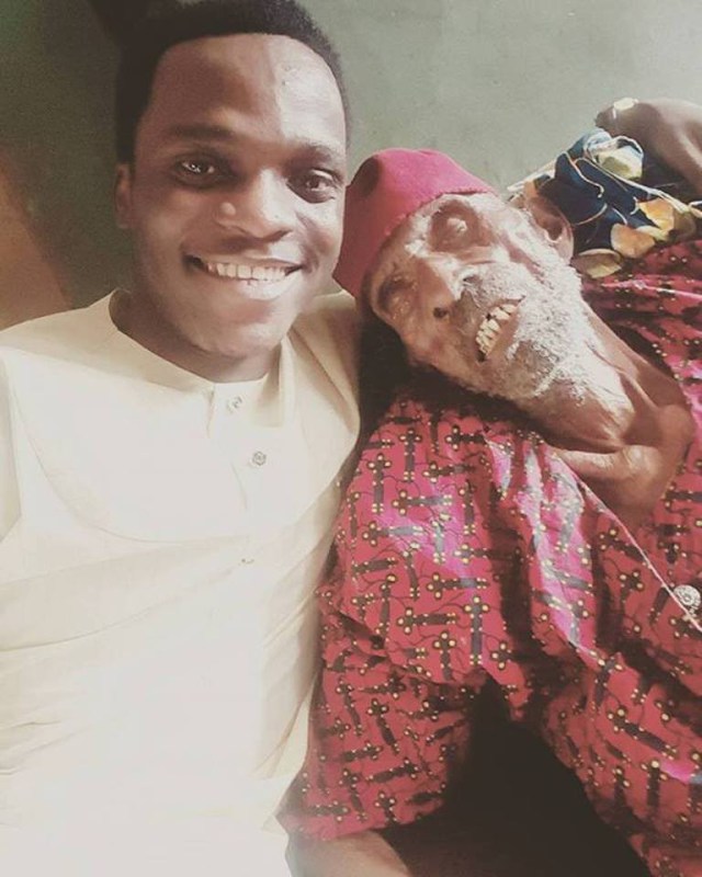 Nigerian man shows off his 145 year old grandfather (Photos)