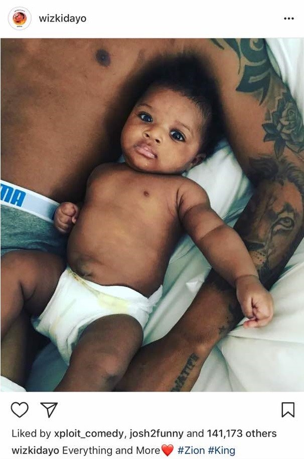 Wizkid finally shares face of his third child, Zion