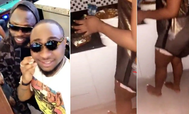 Davido shares video of girlfriend, Chioma cooking for him!