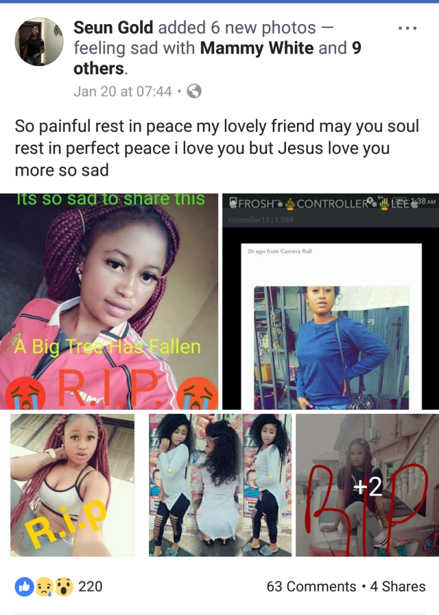 Facebook Lady, Classic white dies mysteriously.. and her friends are blaming 'yahoo boys'