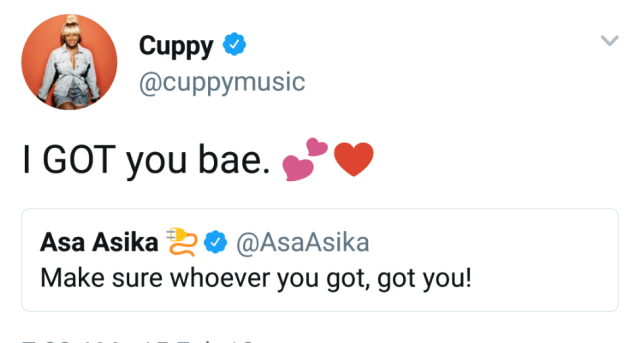 'I got you bae' - DJ Cuppy To Davido's Manager, Asa Asika.