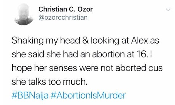 #BBNaija: Alex reveals she had an abortion at age 16, Nigerians reacts