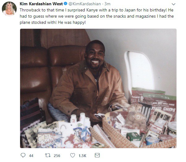 Kim K shares rare photo of Kanye West smiling after she surprised him with a birthday trip to Japan