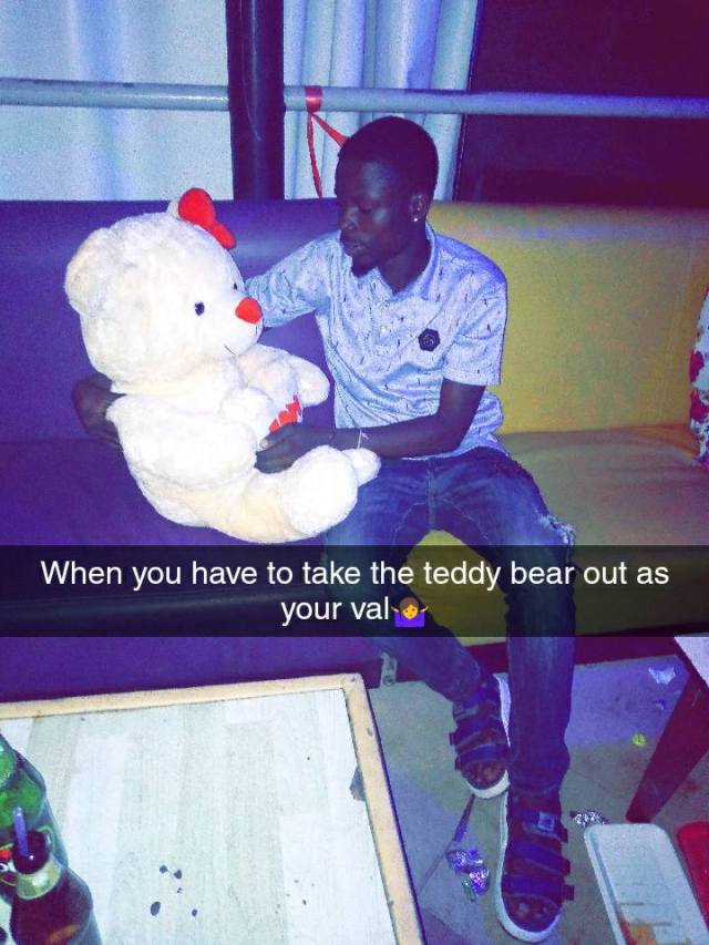 Nigerian Guy Takes His Teddy Bear Out As His Val. (Photos)