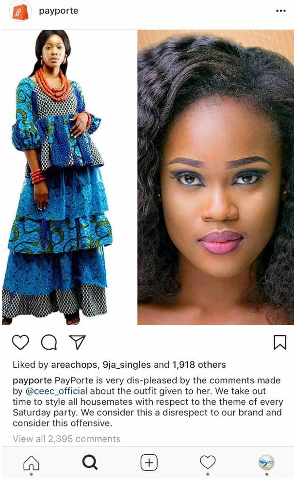 #BBNaija: CeeC destroys the dress Payporte gave her, calls it nonsense..... Payporte reacts