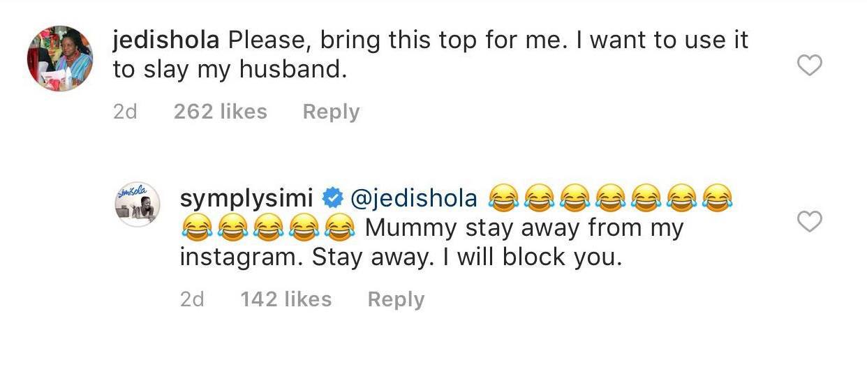 Between singer, Simi and her mother on Instagram