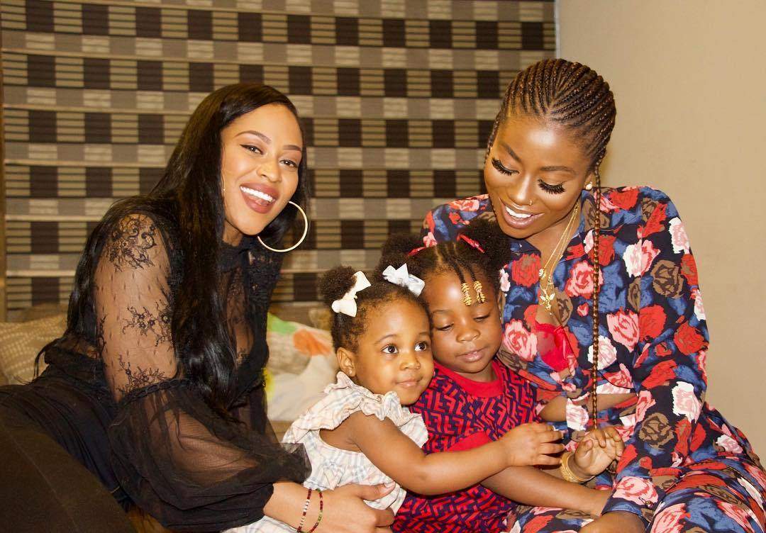 Adorable new photos of Davido's baby mamas with their daughters