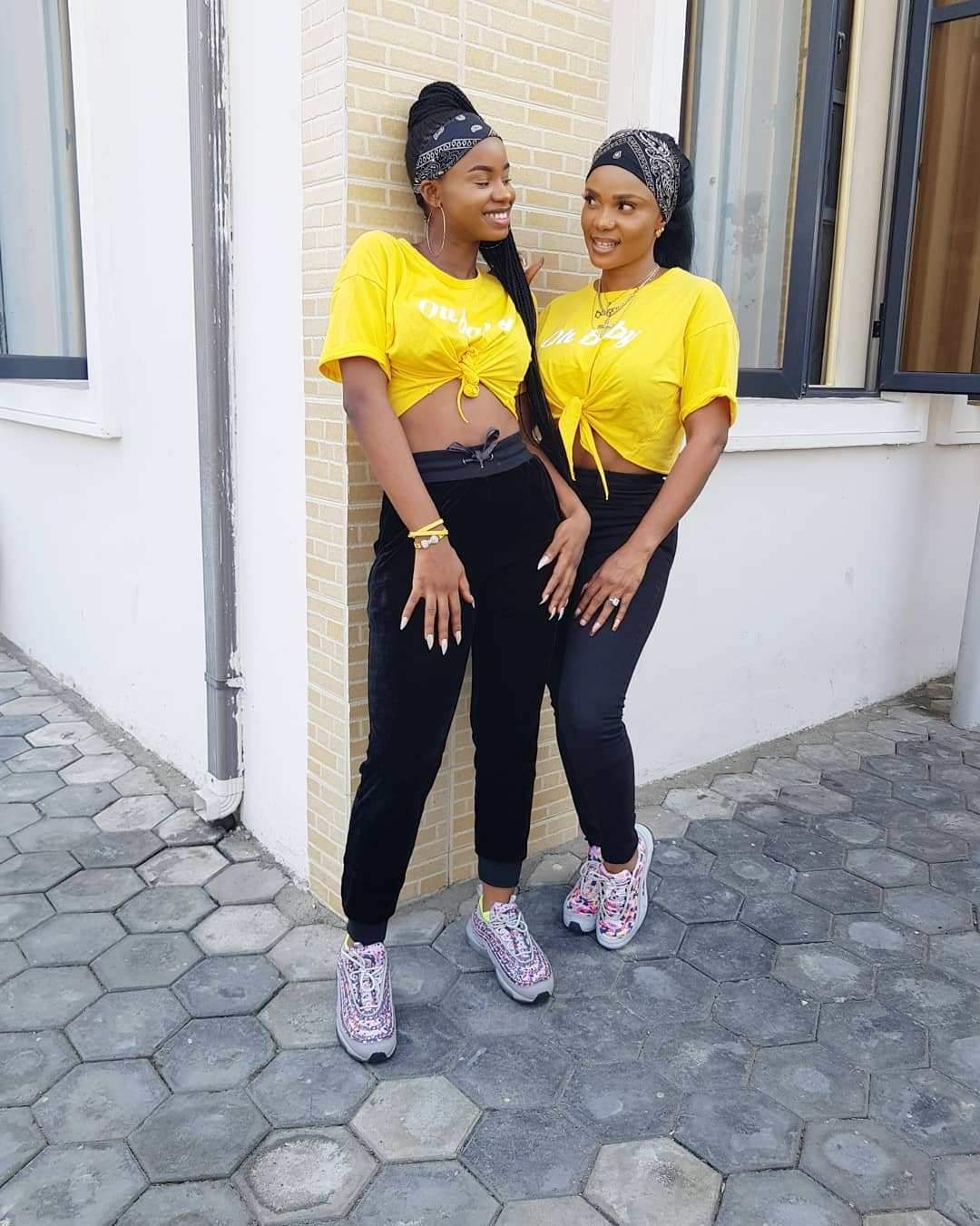 Actress, Iyabo Ojo and her daughter twin in belly baring tops as they make dance video together (Photos + Video)